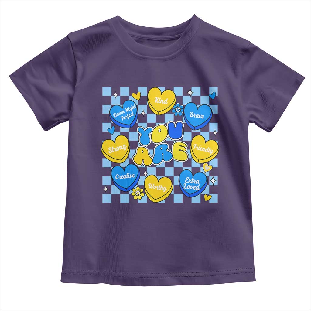 World Down Syndrome Day Toddler T Shirt Blue Yellow Ribbon Retro Heart Love TS10 Purple Print Your Wear