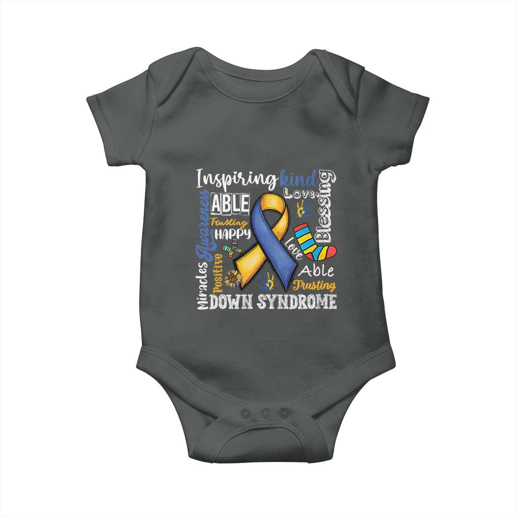 Down Syndrome Awareness Baby Onesie Rock Your Socks Different Not Less TS10 Dark Heather Print Your Wear