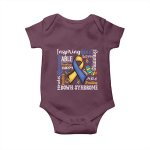 Down Syndrome Awareness Baby Onesie Rock Your Socks Different Not Less TS10 Maroon Print Your Wear