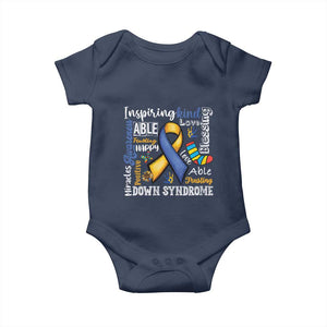 Down Syndrome Awareness Baby Onesie Rock Your Socks Different Not Less TS10 Navy Print Your Wear