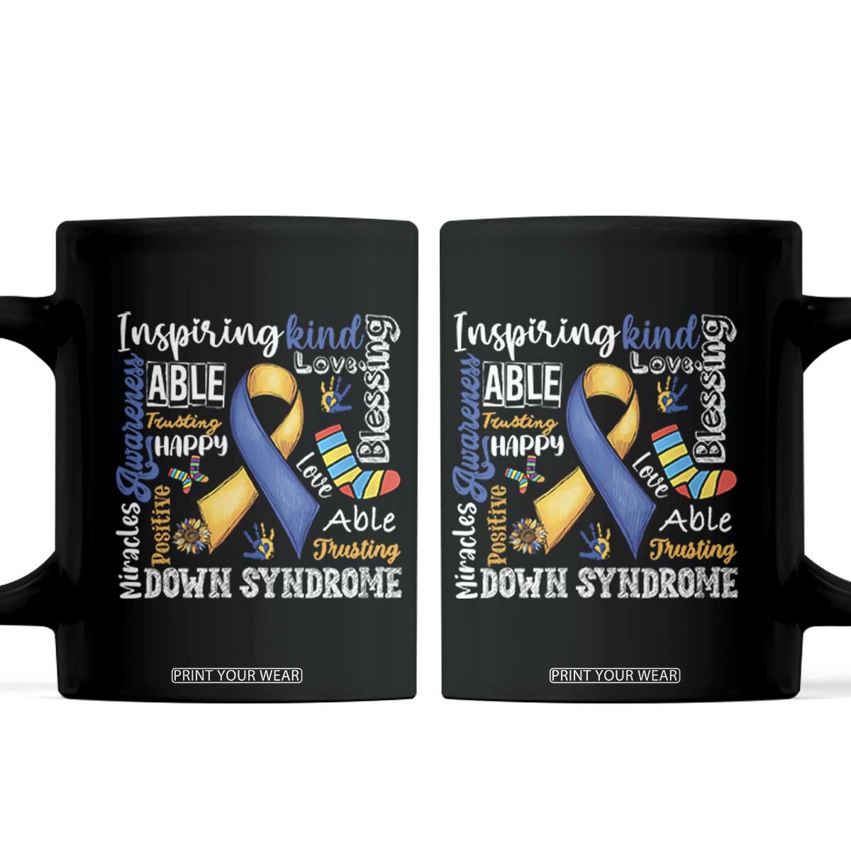 Down Syndrome Awareness Coffee Mug Rock Your Socks Different Not Less TS10 Black Print Your Wear