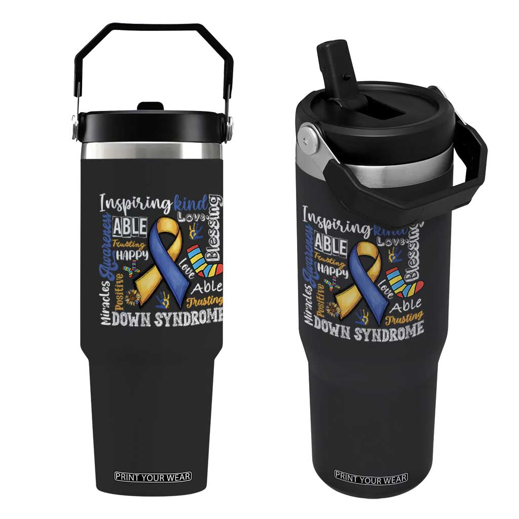 Down Syndrome Awareness Flip Straw Tumbler Rock Your Socks Different Not Less TS10 One Size: 30 oz Black Print Your Wear