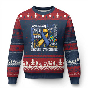 Down Syndrome Awareness Ugly Christmas Sweater Rock Your Socks Different Not Less TS10 Navy Red Print Your Wear