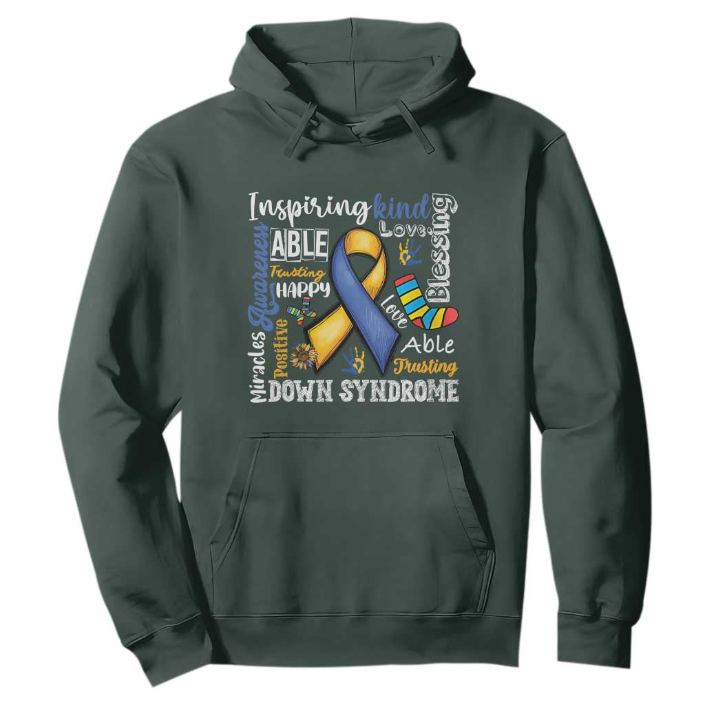 Down Syndrome Awareness Hoodie Rock Your Socks Different Not Less TS10 Dark Forest Green Print Your Wear