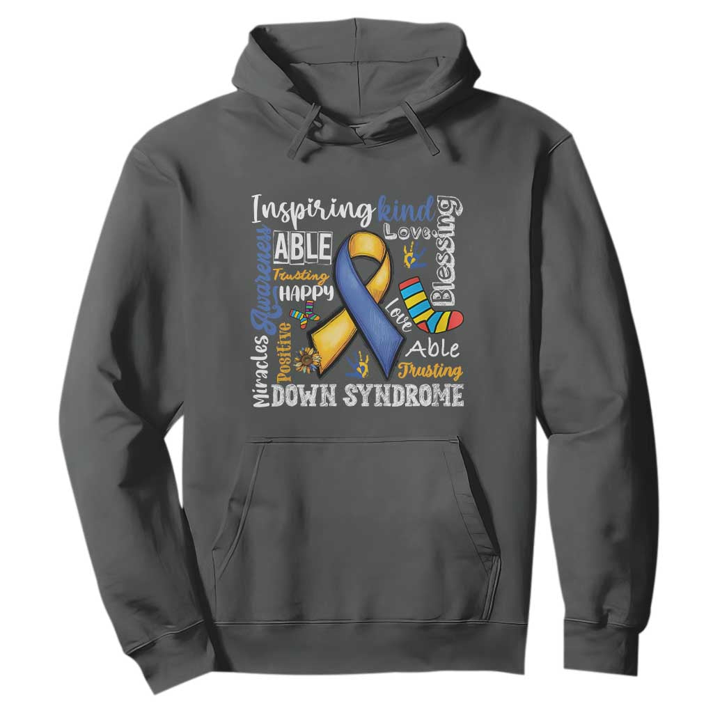 Down Syndrome Awareness Hoodie Rock Your Socks Different Not Less TS10 Dark Heather Print Your Wear