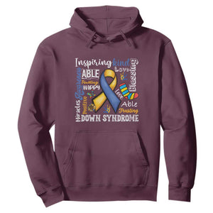 Down Syndrome Awareness Hoodie Rock Your Socks Different Not Less TS10 Maroon Print Your Wear
