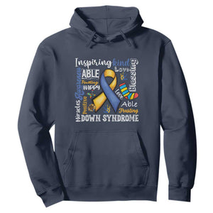 Down Syndrome Awareness Hoodie Rock Your Socks Different Not Less TS10 Navy Print Your Wear