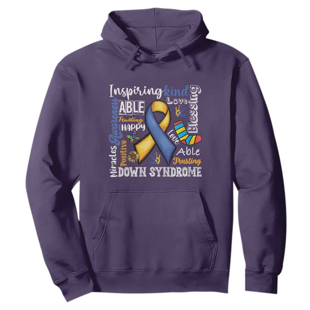 Down Syndrome Awareness Hoodie Rock Your Socks Different Not Less TS10 Purple Print Your Wear