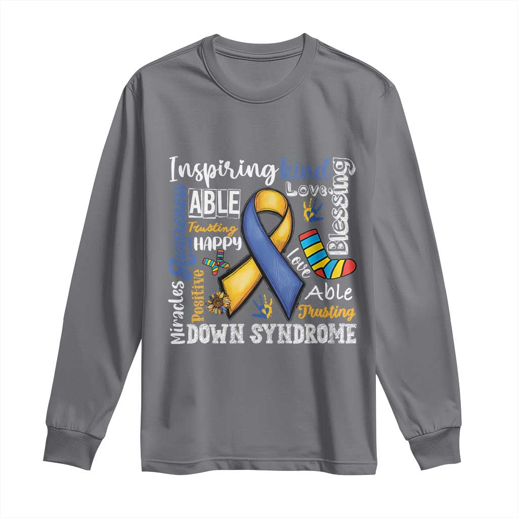 Down Syndrome Awareness Long Sleeve Shirt Rock Your Socks Different Not Less TS10 Charcoal Print Your Wear