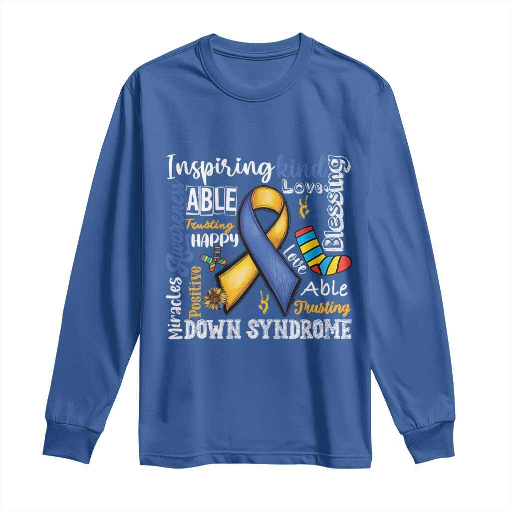 Down Syndrome Awareness Long Sleeve Shirt Rock Your Socks Different Not Less TS10 Royal Blue Print Your Wear