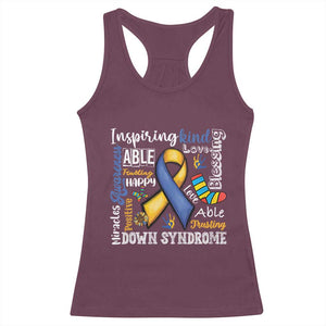Down Syndrome Awareness Racerback Tank Top Rock Your Socks Different Not Less TS10 Maroon Print Your Wear