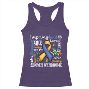 Down Syndrome Awareness Racerback Tank Top Rock Your Socks Different Not Less TS10 Purple Print Your Wear