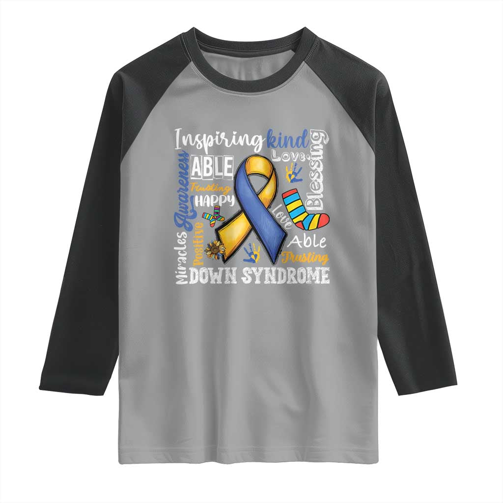 Down Syndrome Awareness Raglan Shirt Rock Your Socks Different Not Less TS10 Sport Gray Black Print Your Wear