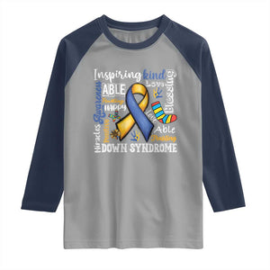 Down Syndrome Awareness Raglan Shirt Rock Your Socks Different Not Less TS10 Sport Gray Navy Print Your Wear