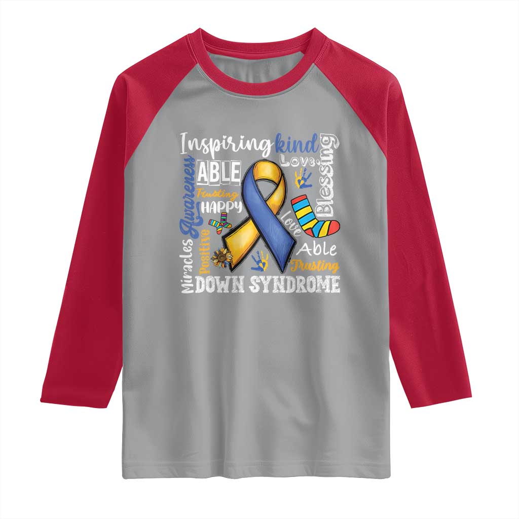Down Syndrome Awareness Raglan Shirt Rock Your Socks Different Not Less TS10 Sport Gray Red Print Your Wear