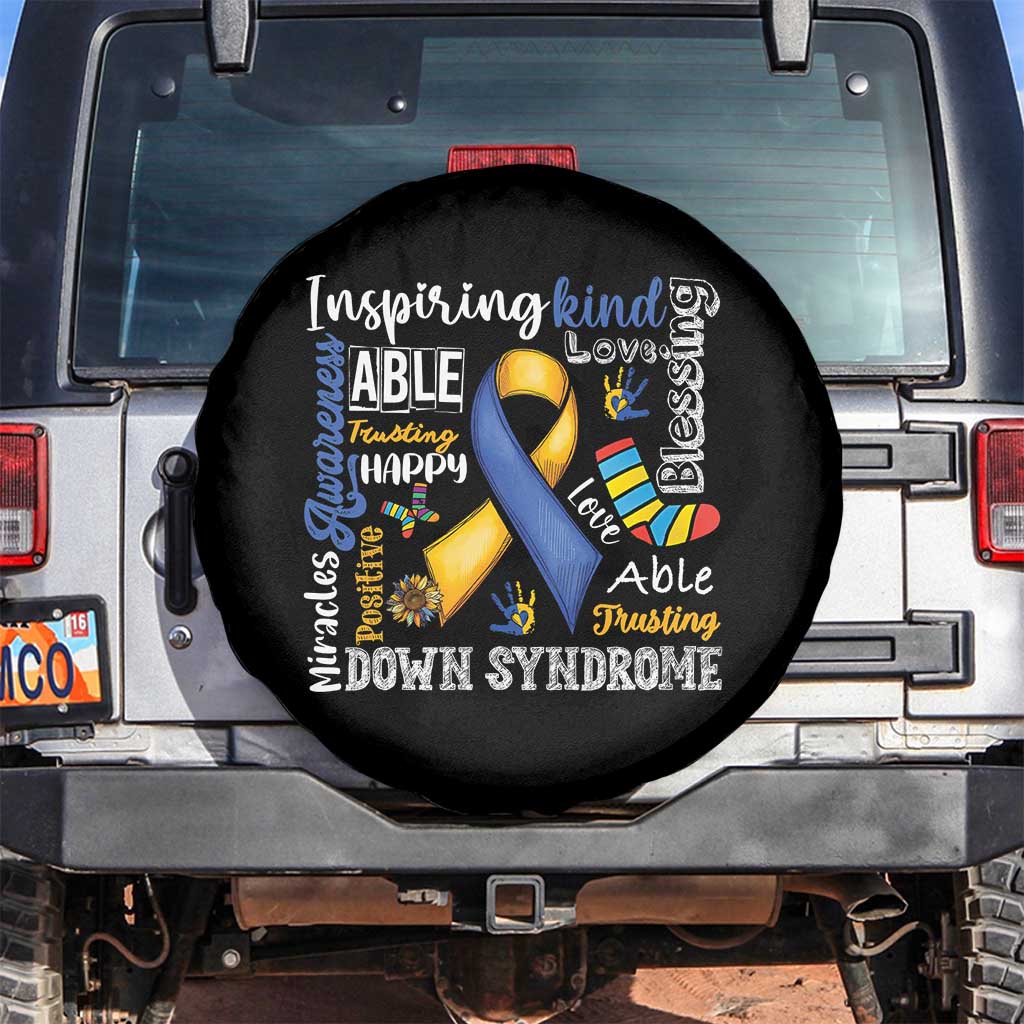 Down Syndrome Awareness Spare Tire Cover Rock Your Socks Different Not Less TS10 No hole Black Print Your Wear