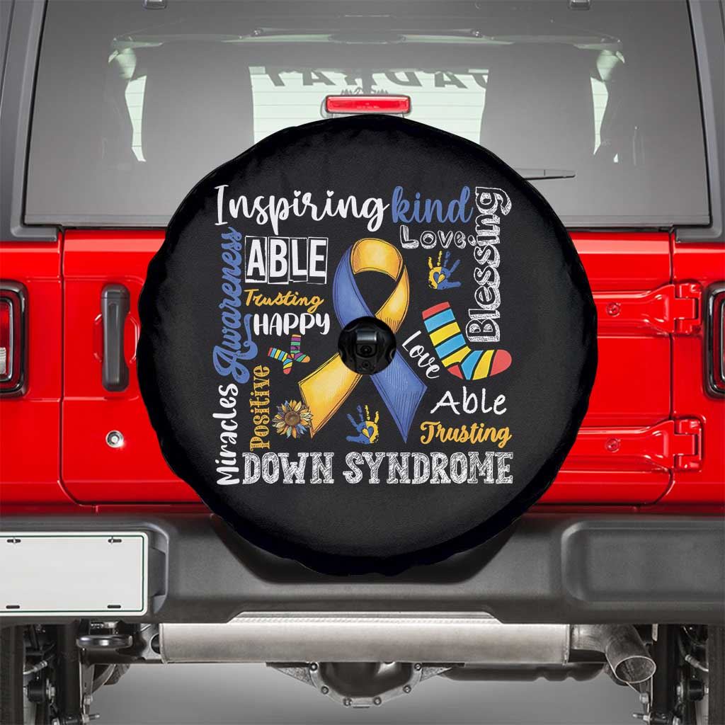 Down Syndrome Awareness Spare Tire Cover Rock Your Socks Different Not Less TS10 Black Print Your Wear