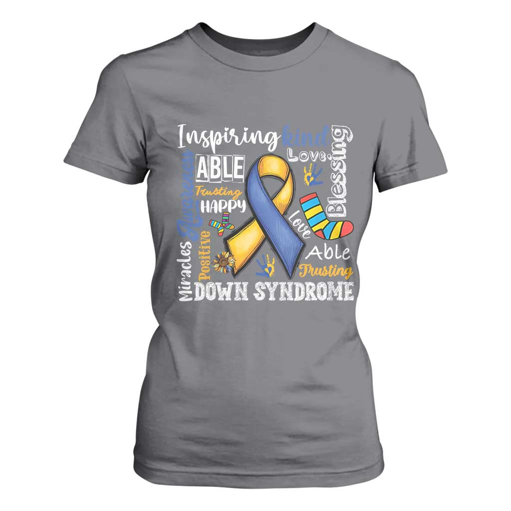 Down Syndrome Awareness T Shirt For Women Rock Your Socks Different Not Less TS10 Charcoal Print Your Wear
