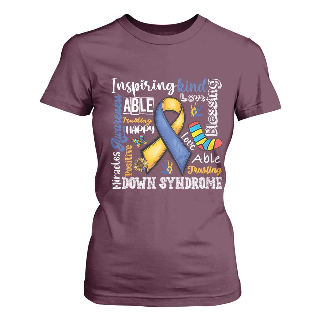 Down Syndrome Awareness T Shirt For Women Rock Your Socks Different Not Less TS10 Maroon Print Your Wear