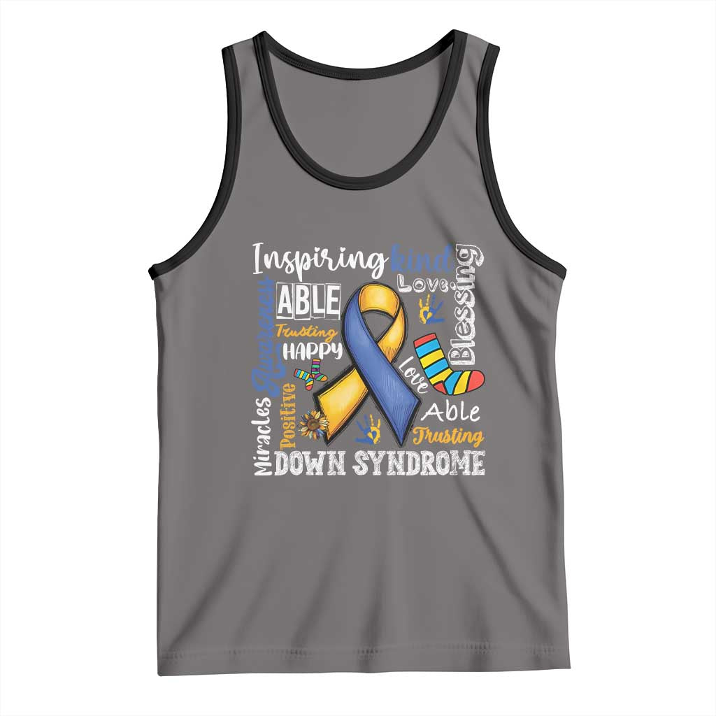 Down Syndrome Awareness Tank Top Rock Your Socks Different Not Less TS10 Deep Heather Black Print Your Wear