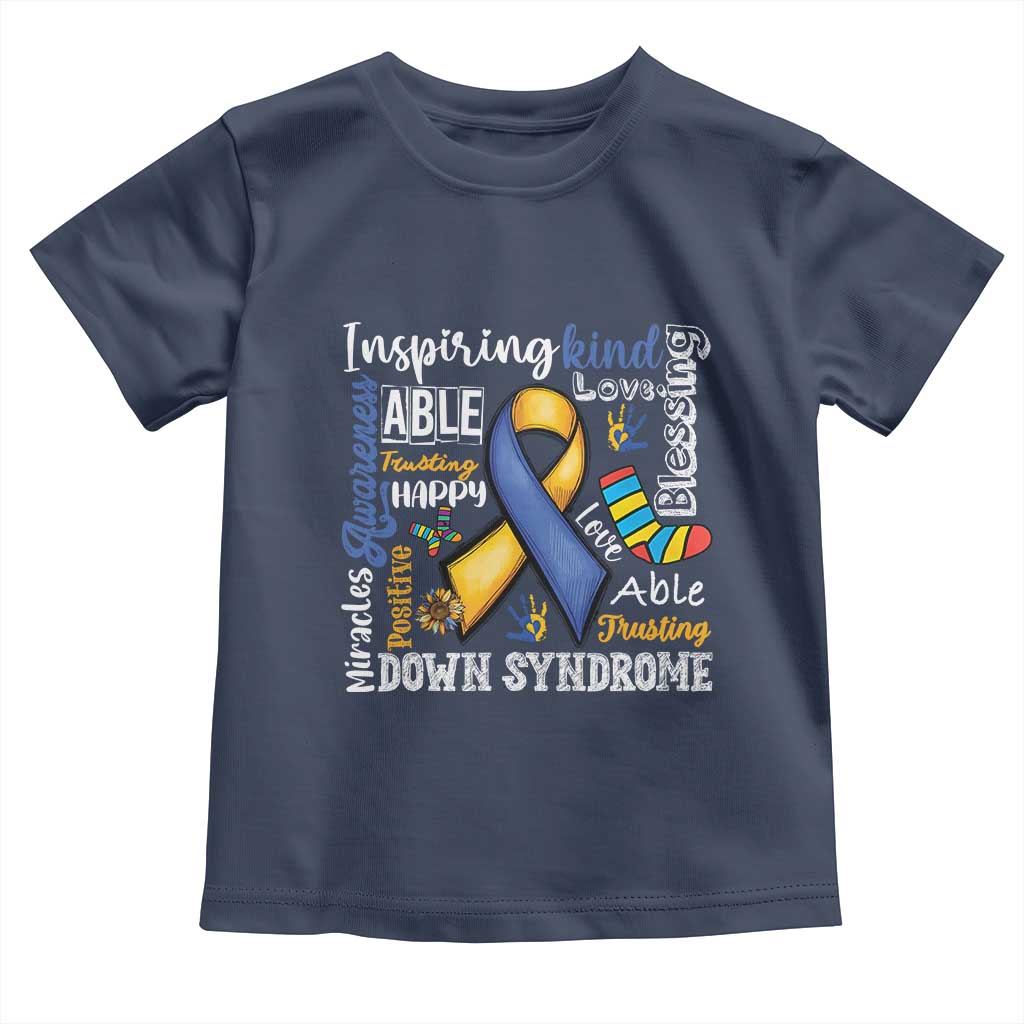 Down Syndrome Awareness Toddler T Shirt Rock Your Socks Different Not Less TS10 Navy Print Your Wear