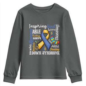 Down Syndrome Awareness Youth Sweatshirt Rock Your Socks Different Not Less TS10 Dark Heather Print Your Wear