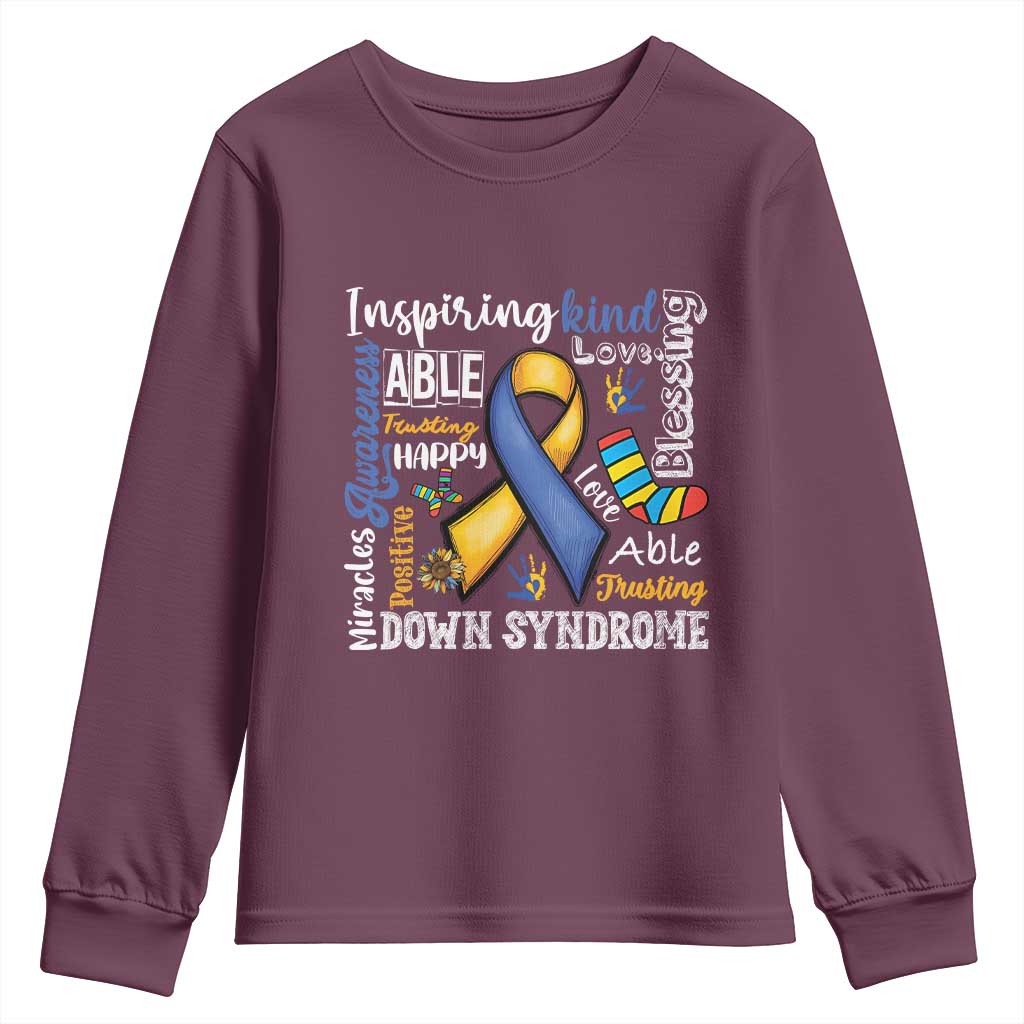 Down Syndrome Awareness Youth Sweatshirt Rock Your Socks Different Not Less TS10 Maroon Print Your Wear