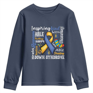 Down Syndrome Awareness Youth Sweatshirt Rock Your Socks Different Not Less TS10 Navy Print Your Wear