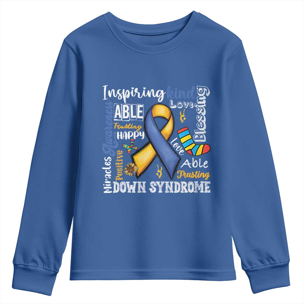 Down Syndrome Awareness Youth Sweatshirt Rock Your Socks Different Not Less TS10 Royal Blue Print Your Wear