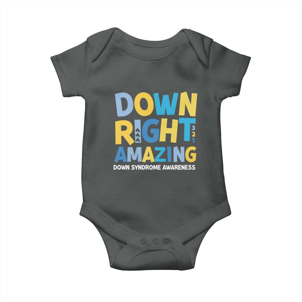 World Down Syndrome Day Baby Onesie 321 Awareness Support Down Right Amazing Three Arrows TS10 Dark Heather Print Your Wear