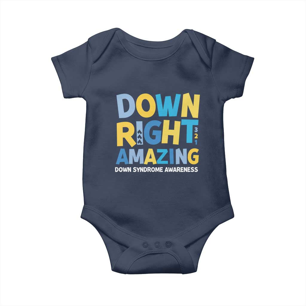 World Down Syndrome Day Baby Onesie 321 Awareness Support Down Right Amazing Three Arrows TS10 Navy Print Your Wear