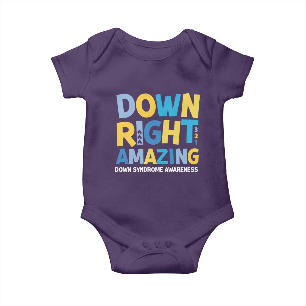 World Down Syndrome Day Baby Onesie 321 Awareness Support Down Right Amazing Three Arrows TS10 Purple Print Your Wear