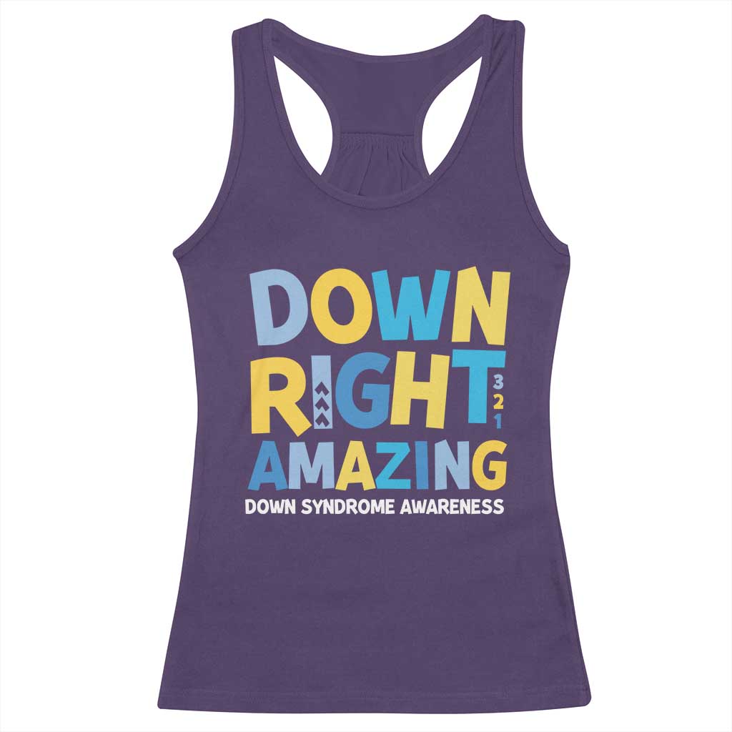 World Down Syndrome Day Racerback Tank Top 321 Awareness Support Down Right Amazing Three Arrows TS10 Purple Print Your Wear