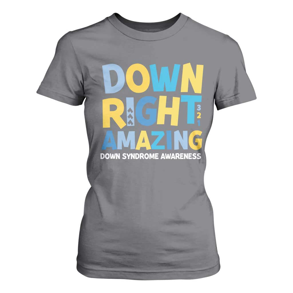 World Down Syndrome Day T Shirt For Women 321 Awareness Support Down Right Amazing Three Arrows TS10 Charcoal Print Your Wear