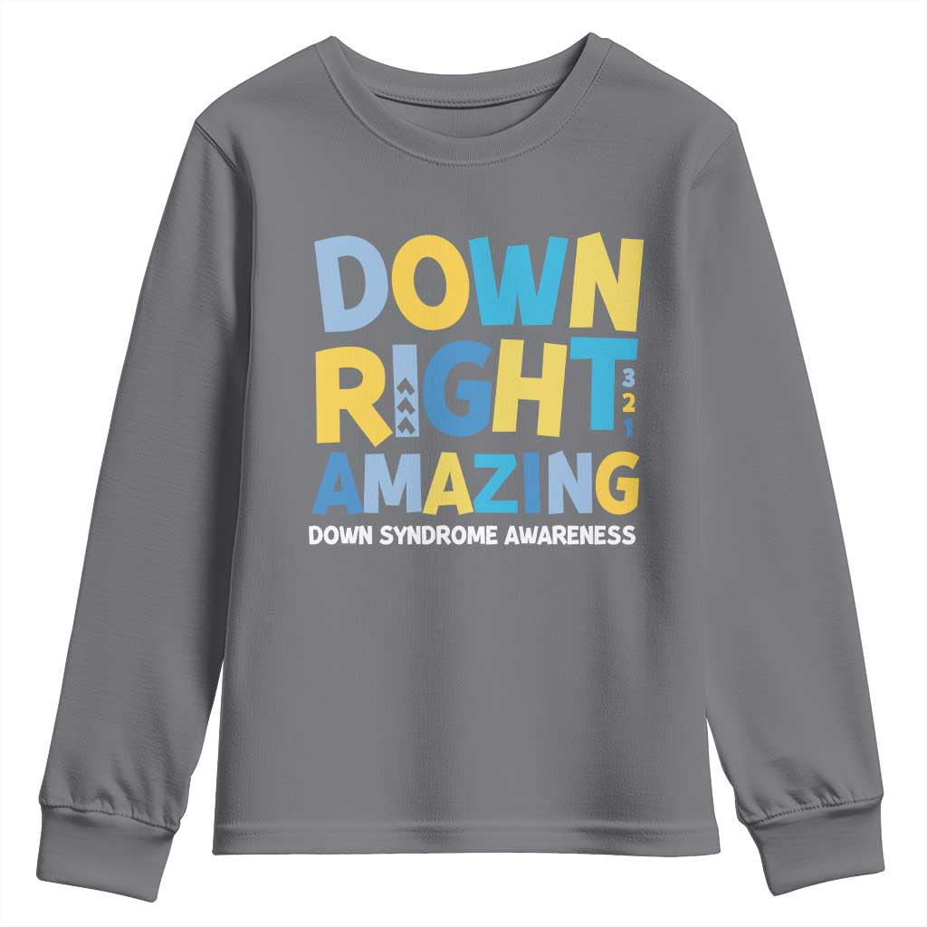 World Down Syndrome Day Youth Sweatshirt 321 Awareness Support Down Right Amazing Three Arrows TS10 Charcoal Print Your Wear