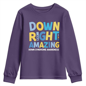World Down Syndrome Day Youth Sweatshirt 321 Awareness Support Down Right Amazing Three Arrows TS10 Purple Print Your Wear