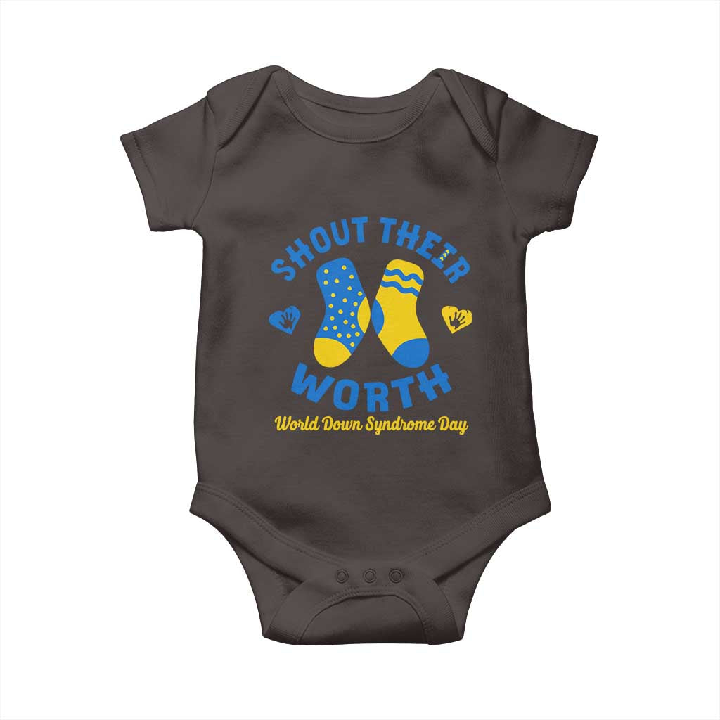 World Down Syndrome Day Baby Onesie 321 Awareness Support Shout Their Worth TS10 Dark Chocolate Print Your Wear