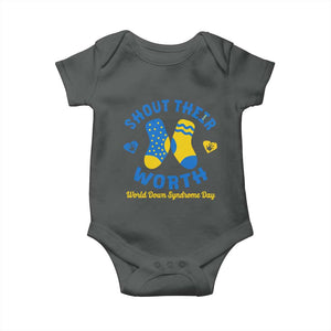 World Down Syndrome Day Baby Onesie 321 Awareness Support Shout Their Worth TS10 Dark Heather Print Your Wear