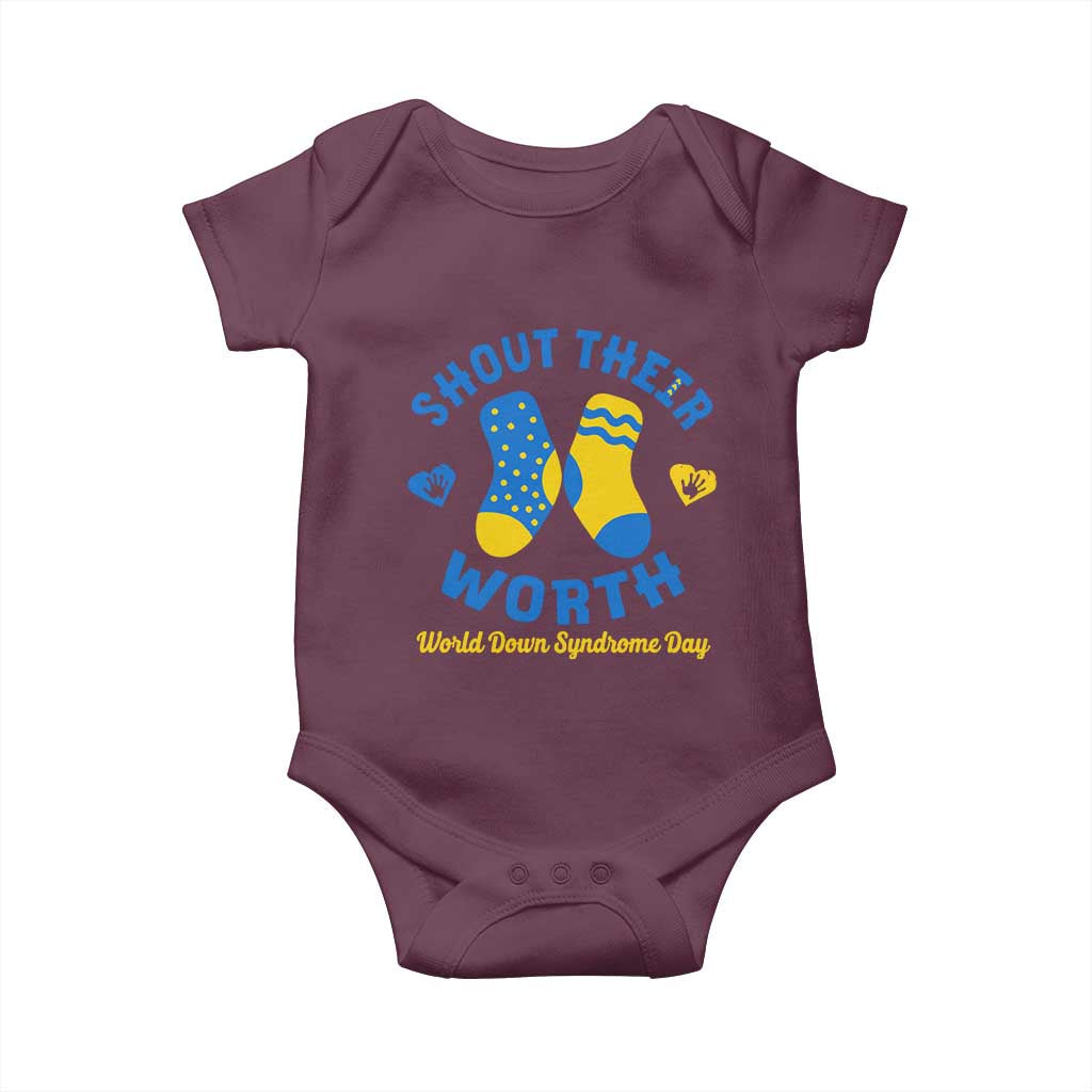 World Down Syndrome Day Baby Onesie 321 Awareness Support Shout Their Worth TS10 Maroon Print Your Wear