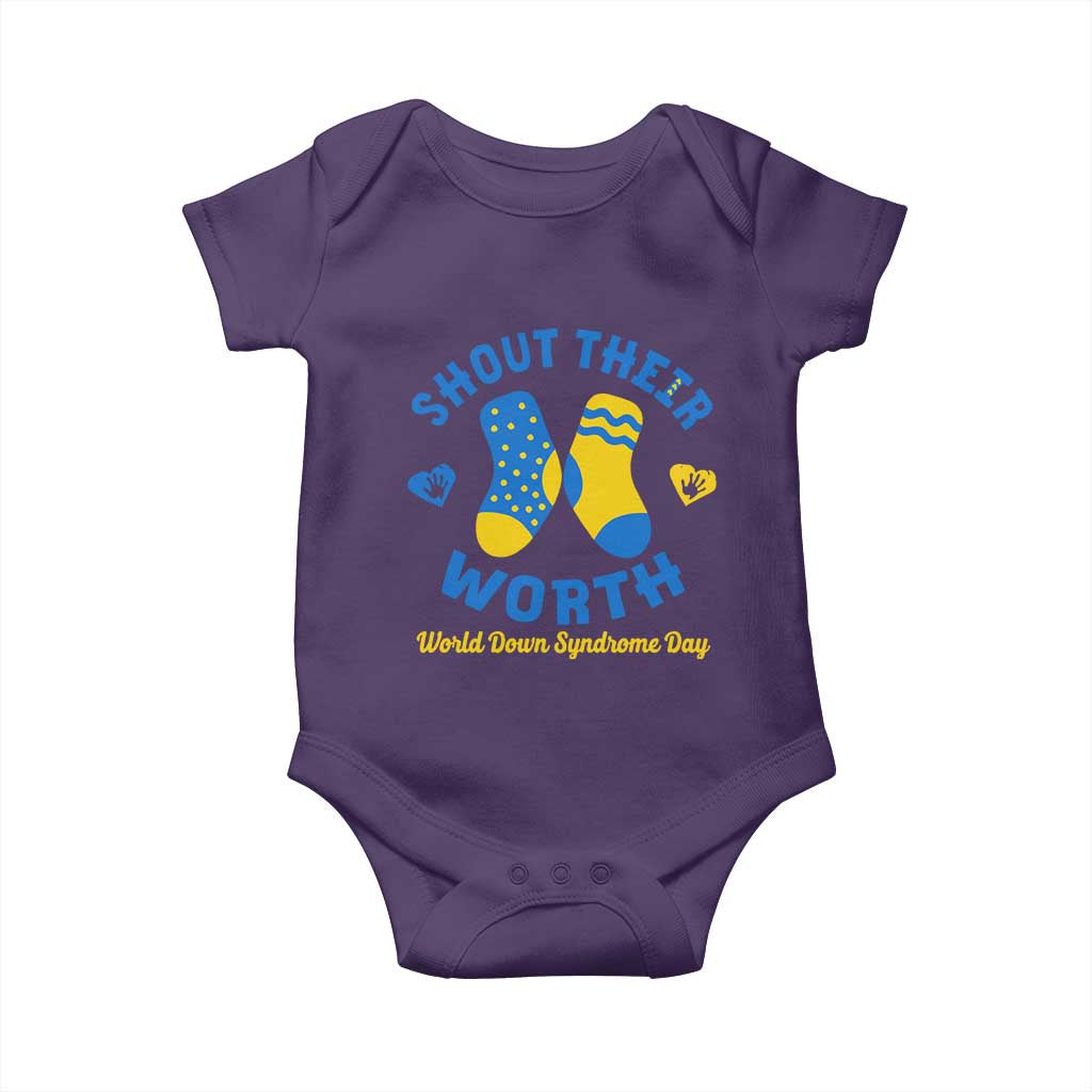 World Down Syndrome Day Baby Onesie 321 Awareness Support Shout Their Worth TS10 Purple Print Your Wear