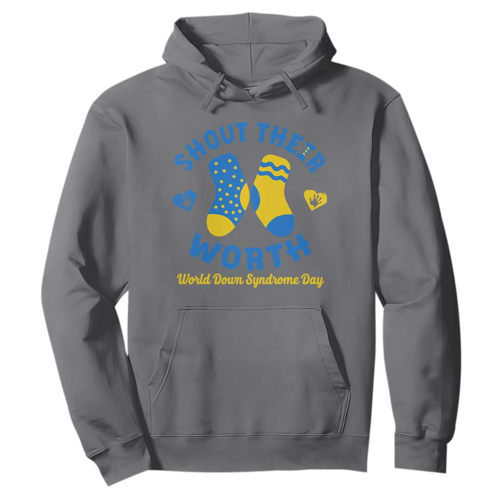 World Down Syndrome Day Hoodie 321 Awareness Support Shout Their Worth TS10 Charcoal Print Your Wear