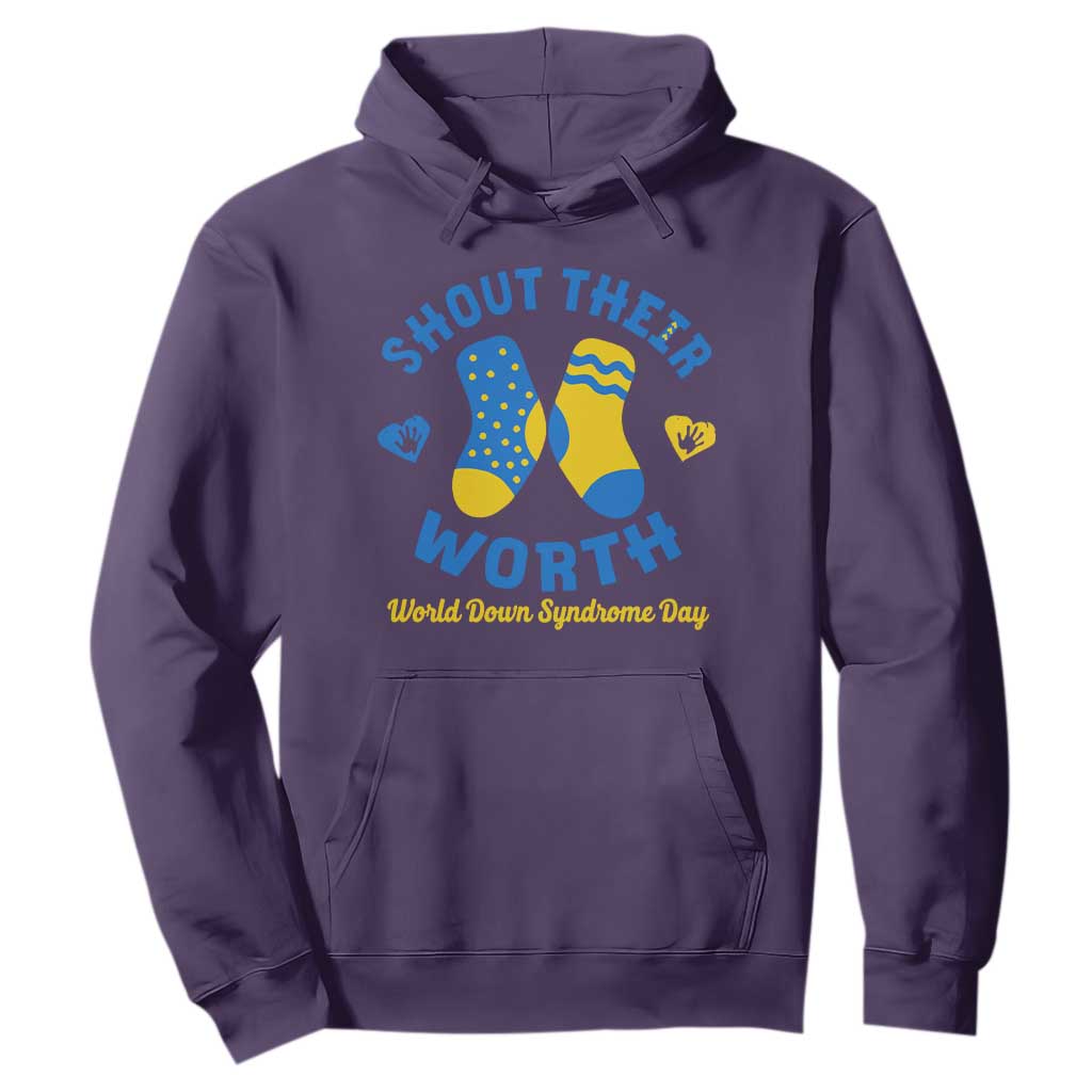 World Down Syndrome Day Hoodie 321 Awareness Support Shout Their Worth TS10 Purple Print Your Wear