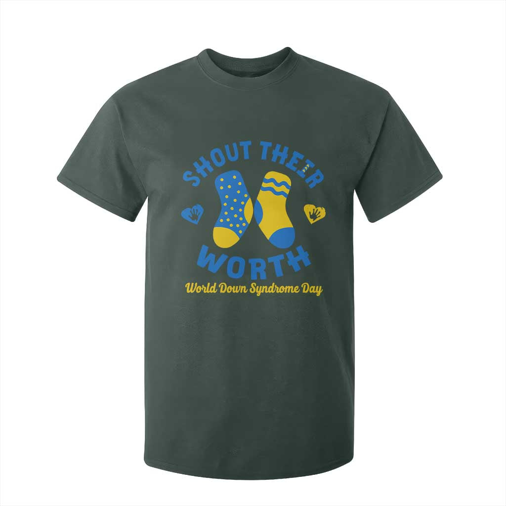 World Down Syndrome Day T Shirt For Kid 321 Awareness Support Shout Their Worth TS10 Dark Forest Green Print Your Wear