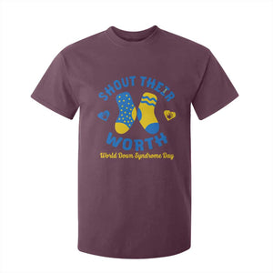 World Down Syndrome Day T Shirt For Kid 321 Awareness Support Shout Their Worth TS10 Maroon Print Your Wear