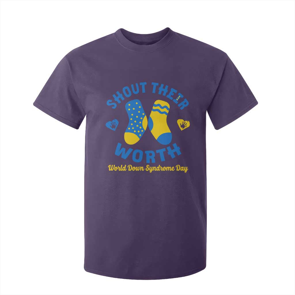 World Down Syndrome Day T Shirt For Kid 321 Awareness Support Shout Their Worth TS10 Purple Print Your Wear