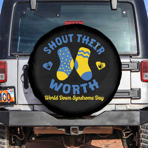 World Down Syndrome Day Spare Tire Cover 321 Awareness Support Shout Their Worth TS10 No hole Black Print Your Wear