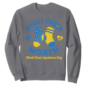 World Down Syndrome Day Sweatshirt 321 Awareness Support Shout Their Worth TS10 Charcoal Print Your Wear
