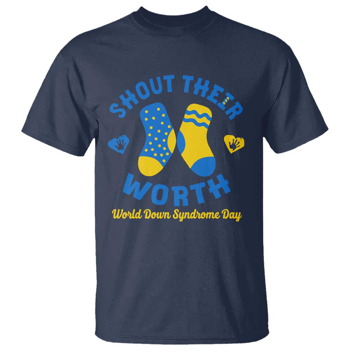 World Down Syndrome Day T Shirt 321 Awareness Support Shout Their Worth TS10 Navy Print Your Wear