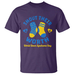 World Down Syndrome Day T Shirt 321 Awareness Support Shout Their Worth TS10 Purple Print Your Wear
