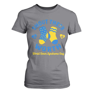 World Down Syndrome Day T Shirt For Women 321 Awareness Support Shout Their Worth TS10 Charcoal Print Your Wear